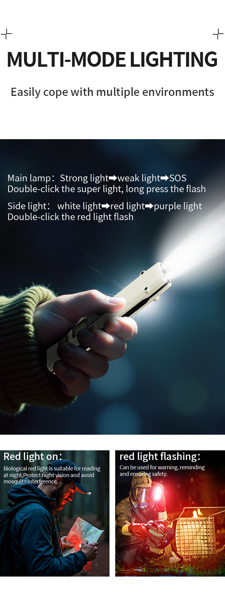 edc újratölthető zseblámpa, taktikai cob munkalámpa, hordozható klipsz lámpa 1000mah nagy akkumulátor élettartammal, teljesítmény kijelző, piros és kék fények, kültéri, háztartási alapvetők, vészhelyzeti világítás - usb kábellel felszerelve, fekete/fehér részletek 13