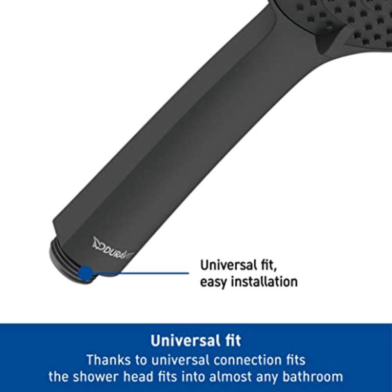 Universal Black Matt Shower Head with 3 Spray Types