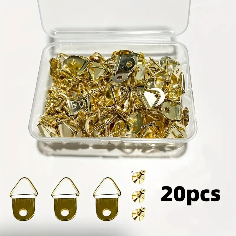 TEMU 20 Pezzi Ganci Metallici a per Cornici con Viti e Supporto a Parete, Ideali per Piccole Esposizioni d' e Uso Pratico, Ganci Multifunzionali,