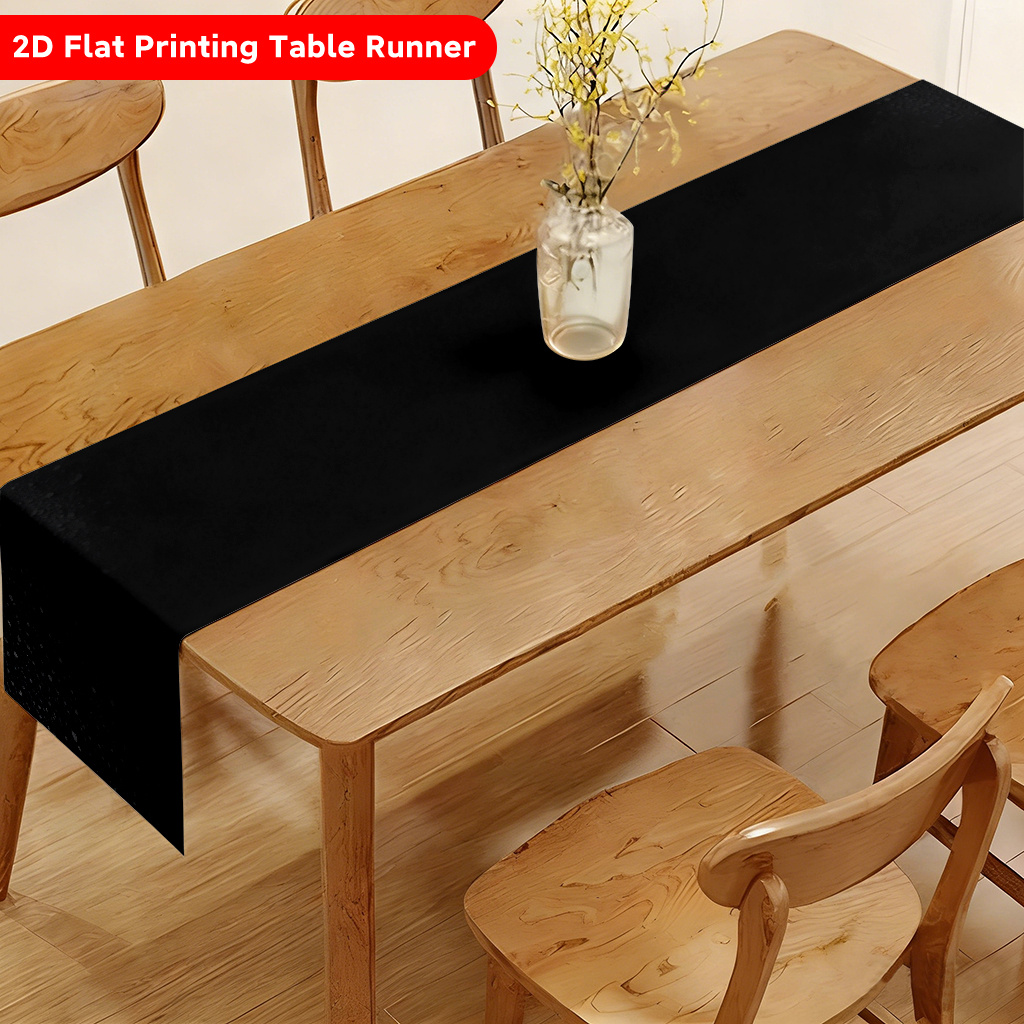 TEMU 1pc 2d Flat Tablecloth, Black Textured Granule Design Polyester Table Runner, Rectangular, Suitable For Dining Tables, Coffee Tables, Home Party