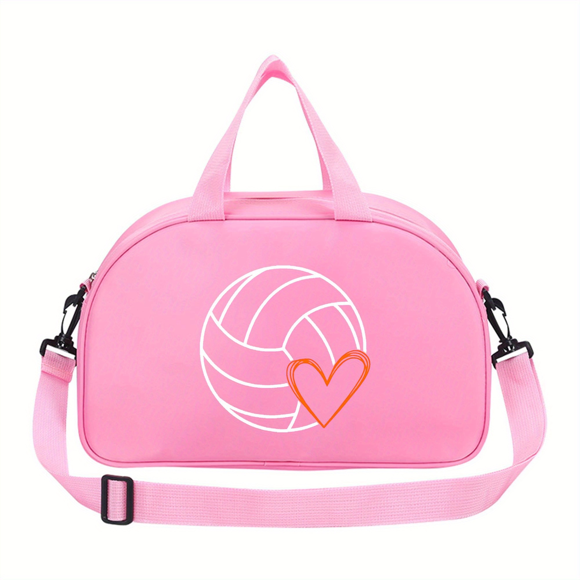 TEMU 1pc Volleyball Heart Print Handbag, Pattern Dance Bag, Multifunctional Crossbody Shoulder Bag, Casual Travel Bag, Sports Fitness Bag, Yoga Bag