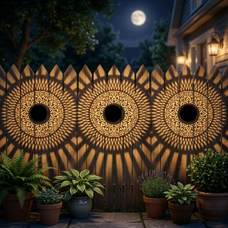 beakjeong2 1 4pcsolar fence lights mandala pattern outdoor wall lights solar powered decorative lighting for garden patio yard auto on off  