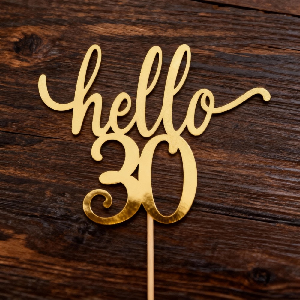 Image of 1pc Hello 30 Cake Topper, Happy 30th Birthday Decor For Milestone & Celebration, Modern Birthday Party Supplies，halloween, Christmas