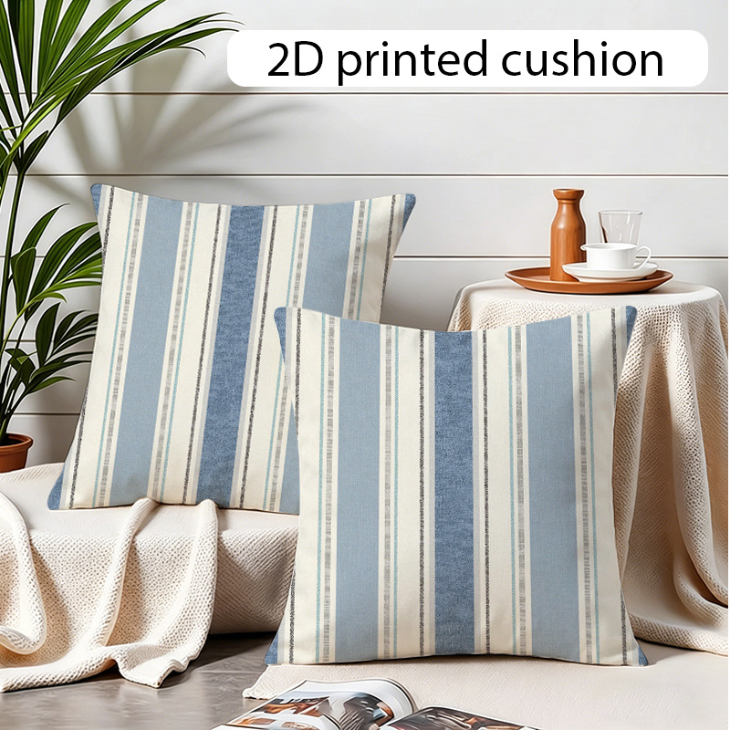 TEMU 2pcs Topqiqi Mediterranean Striped Pillowcases Suitable For Sofa Bed Balcony Decor, Soft Zippered Contemporary S, Minimalist Durable Polyester