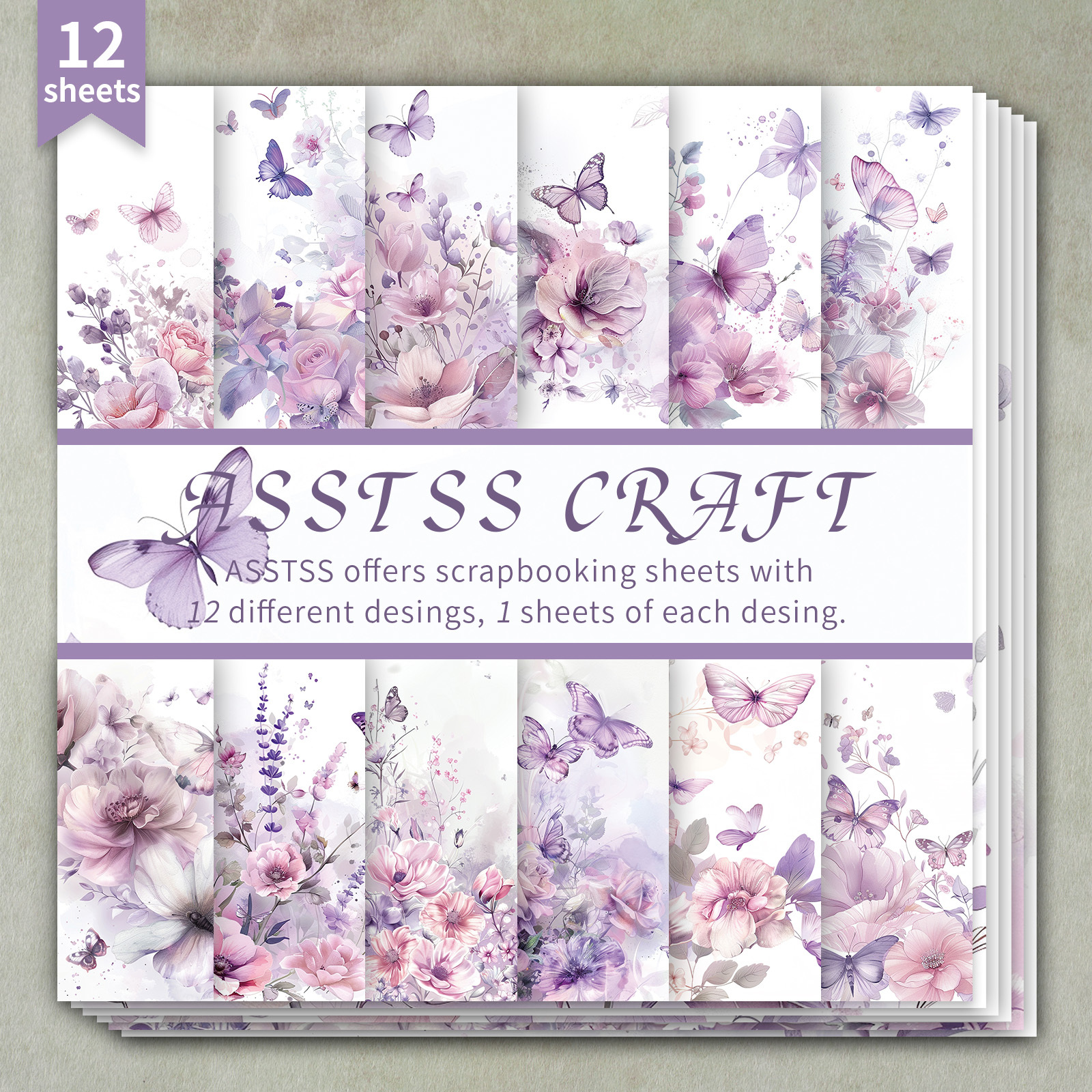TEMU ASSTSS Bloc de Papier Scrapbooking 12 Feuilles 6x6 - Carton Épais avec 12 Uniques de Aquarelle de Luxe, Compatible pour Journaling, Art de