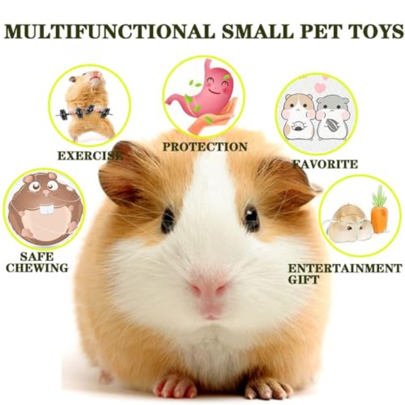 10pcs Rabbit Toys Guinea Pig Toys And Additions for Cage Food Hay Apple Sticks Treats And Chews Rattan Ball Swing Wheel Ramp Hideout Wood Bed Supplies Play Set