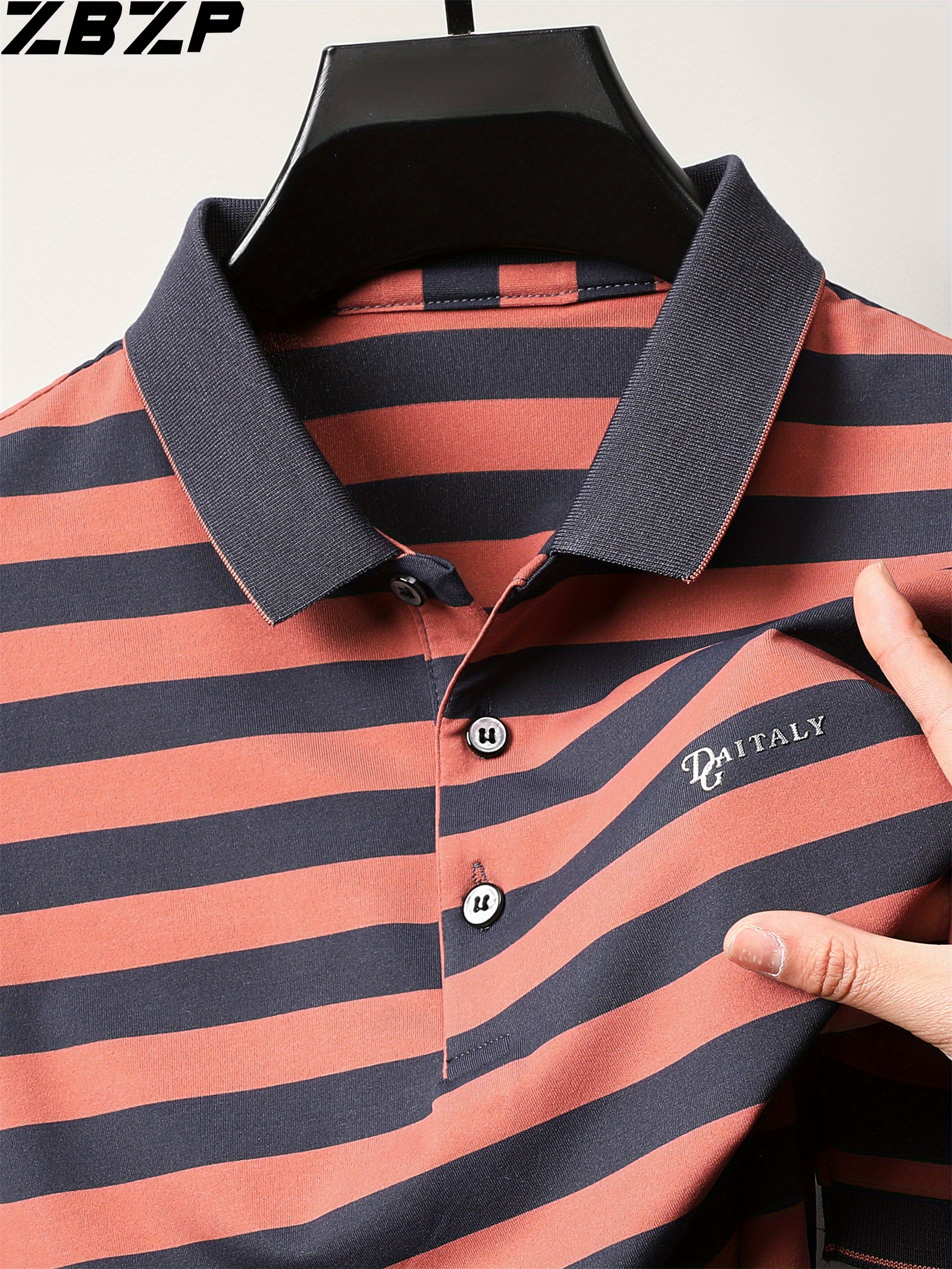 2026年 男性用 ストライプ ラグビーポロ 半袖 ストライプ カジュアル