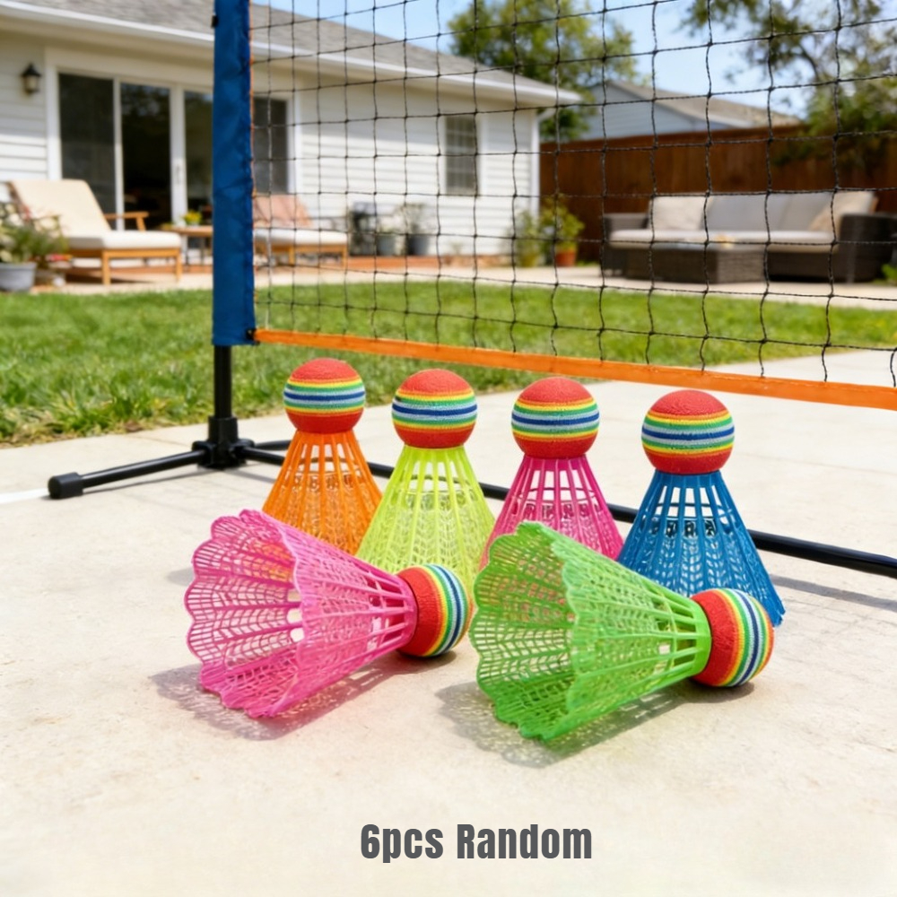 Image of 6pcs Colorful Badminton Shuttlerooster Set Suitable For Outdoor/, Durable Pa Feathers, Lightweight Tracking With Multicolor Shafts For Tournaments, Training, Casual Play, Badminton Kit, Random Color