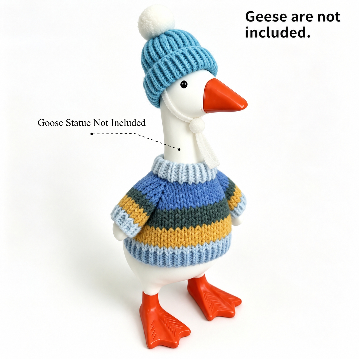 TEMU 7-inch Desktop Goose Statue Outfit, Includes Sweater And Hat, Suitable For Collectible Figurine Home Office, Christmas Halloween Thanksgiving