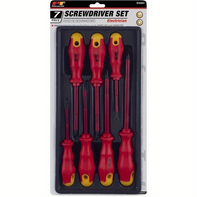 7pcs   w30897 electrical screwdriver set with ergonomic non-slip grip & color-coded tips - heavy-duty manual precision screwdrivers for electronics, home repairs, diy projects -   kit with flathead, phillips & slotted bits (no power required), professional cushion grip, durable screwdriver handles, ideal for electrical work, precision screwdriver set, tool set, screw driver set Product details 3