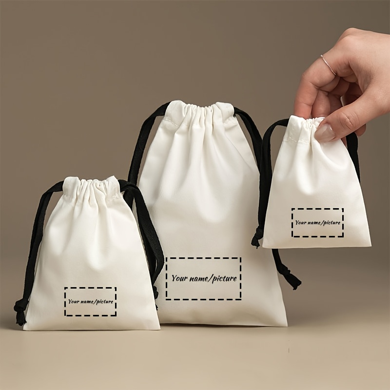 Personalized Black Rope Drawstring Dust Bag for Jewellery