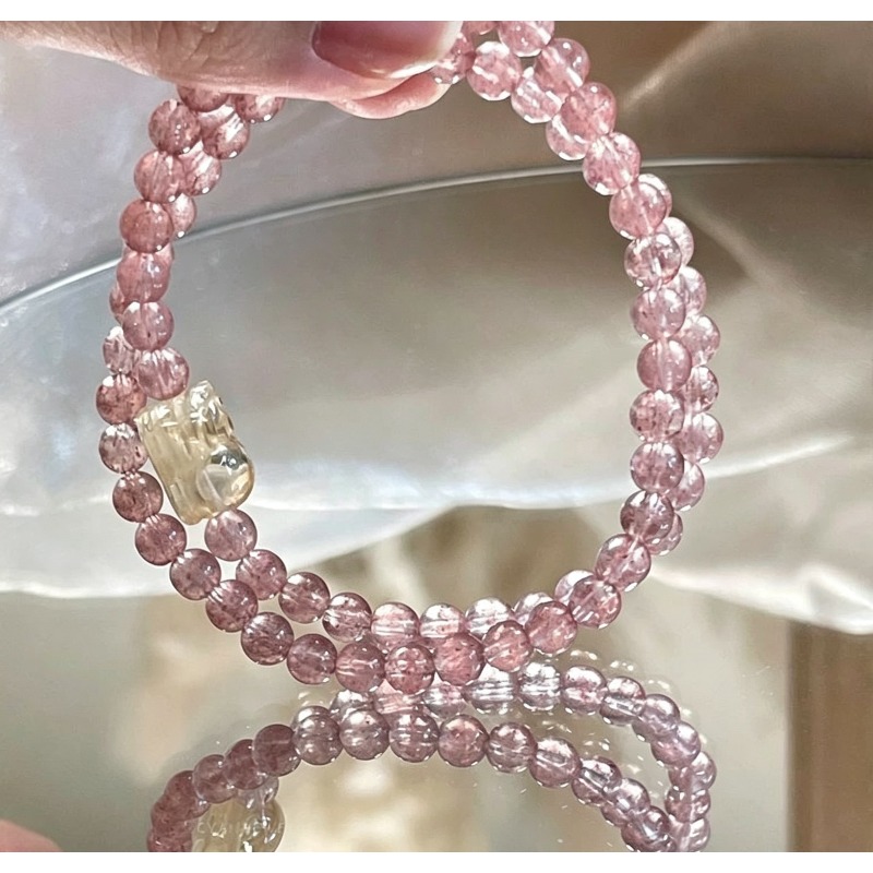 Ice-Grain Strawberry Crystal Bracelet and Necklace Set