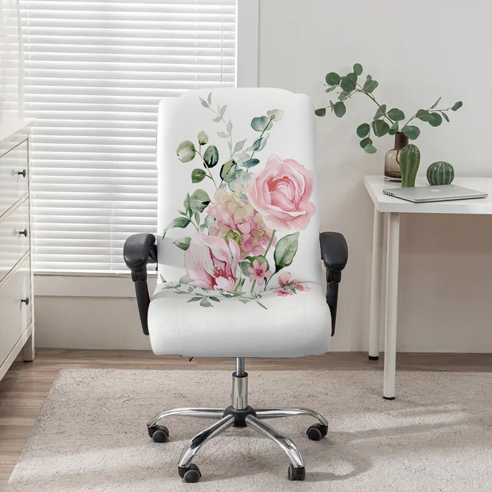 TEMU 【商品名】オフィス用 パステルカラーの春の花柄チェアカバー。ミルクファイバーファ製。伸縮性があり、取り外し可能、洗濯機洗い可能。オフィス、寝室、ゲームチェアの装飾に最適。ホリデーギフトに最適。