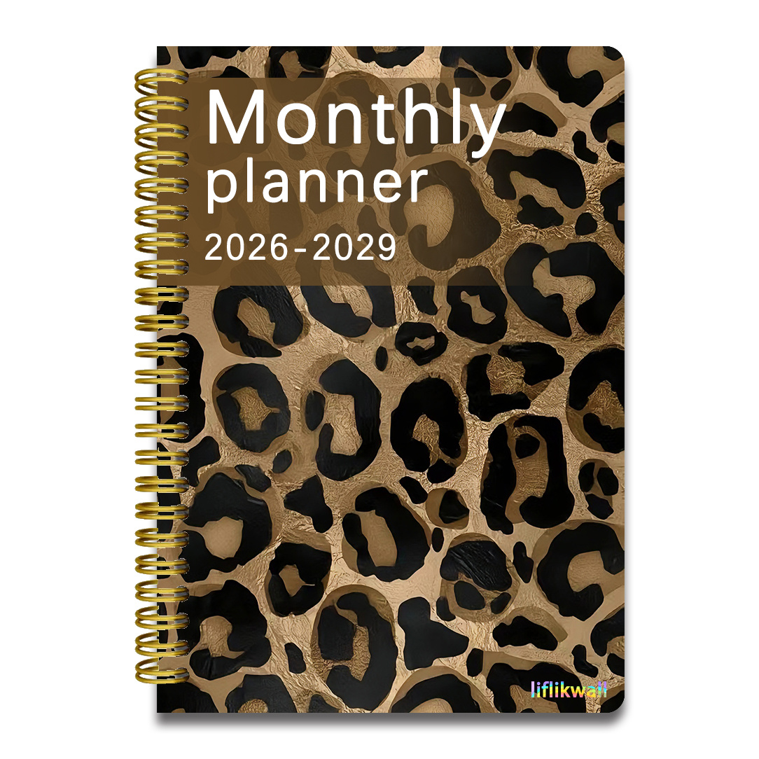 Image of 2026-2029 8.3x6.3 Inches Bronze Print Monthly Planner With Binding, Vintage Luxe Edgy Style Organizer, Friend Gift Top