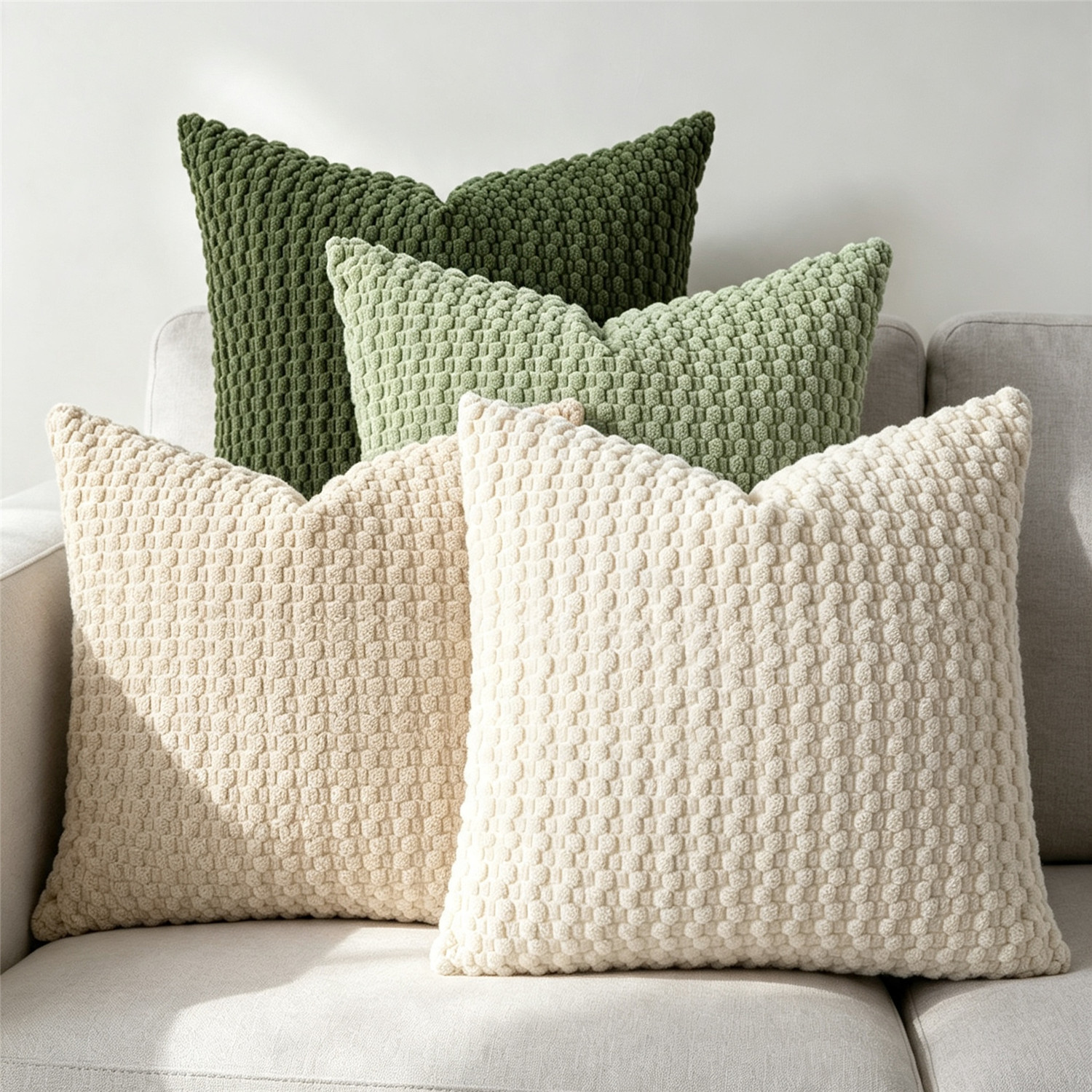 TEMU 4pcs Solid Bubble Textured Corduroy Throw Pillow Covers, Cases, Pillow Covers Inserts Not Included For Couch Living Room Decor