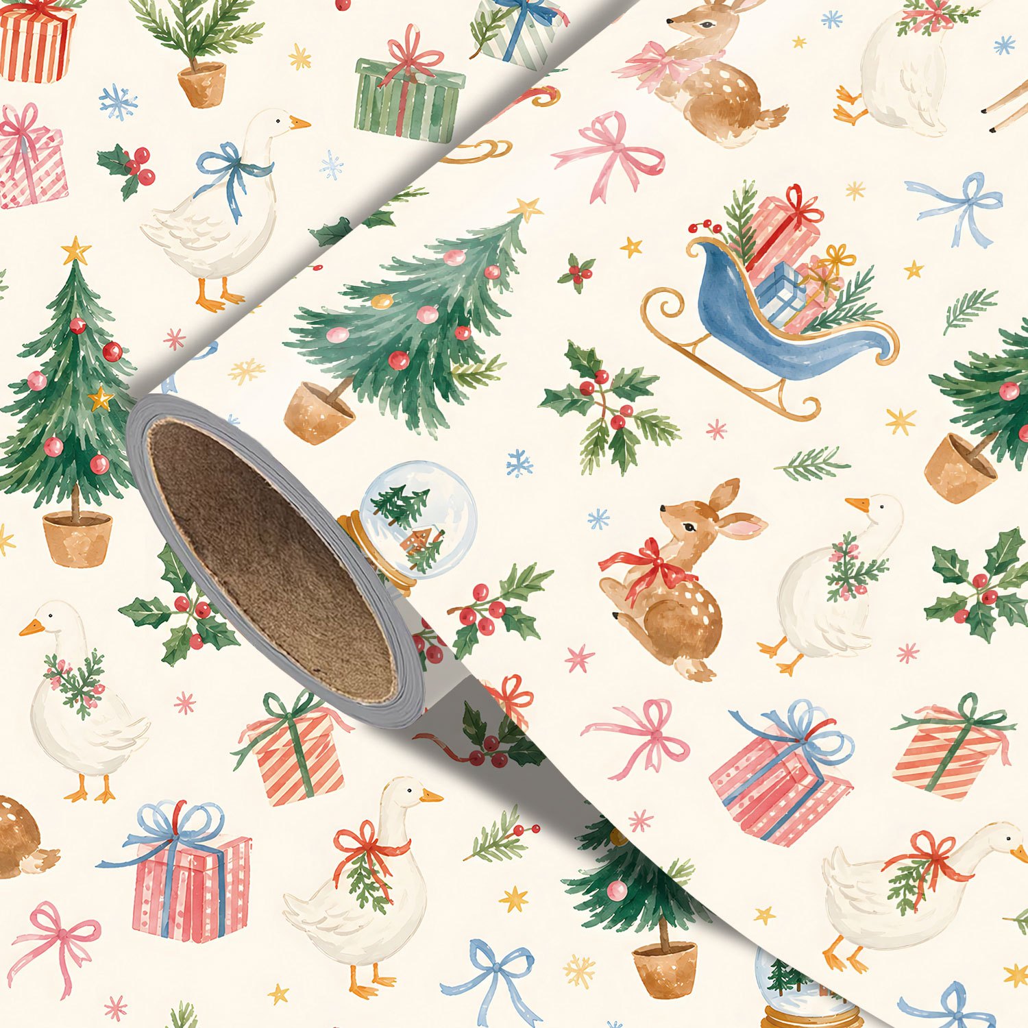 TEMU Rollo de Papel de Regalo Navideño de , 17.7In X 118In, Envoltura de Regalo de de Árbol de Navidad para Empaquetado de Regalos Navideños