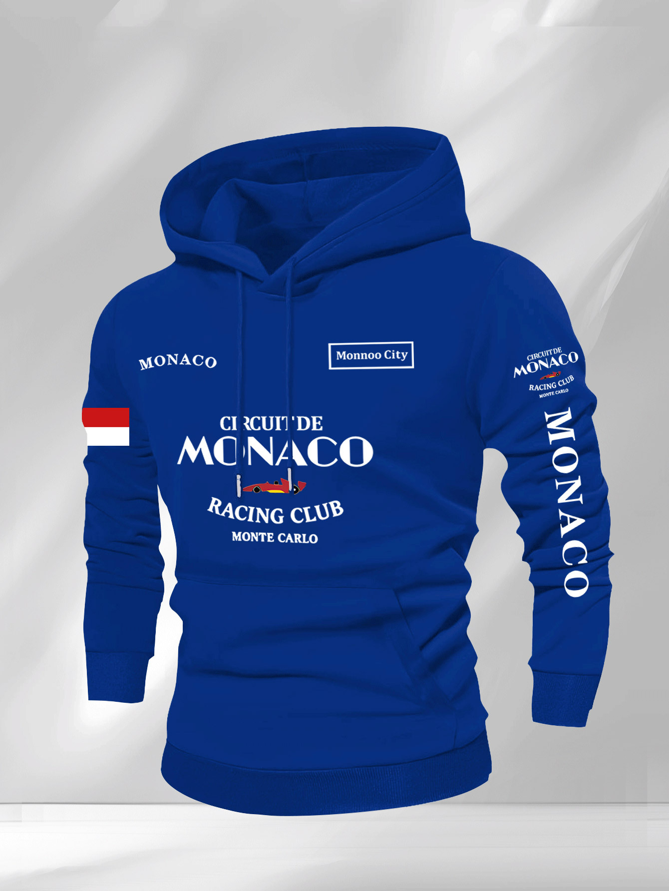 Fleece hoodie voor heren met Monaco Racing sponsorlogo's