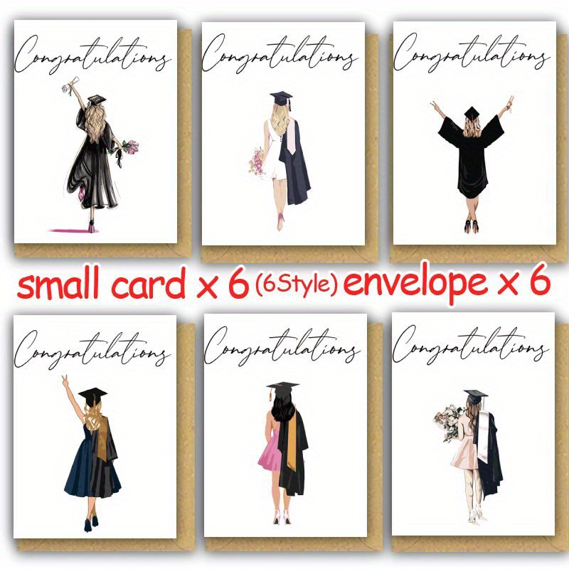 TEMU 12pcs, Graduation Cards With Envelopes(6 Cards+6 Envelopes), Graduation Decorations 2025, Graduation Gifts, Best Friend Gifts, Thank You, , ,