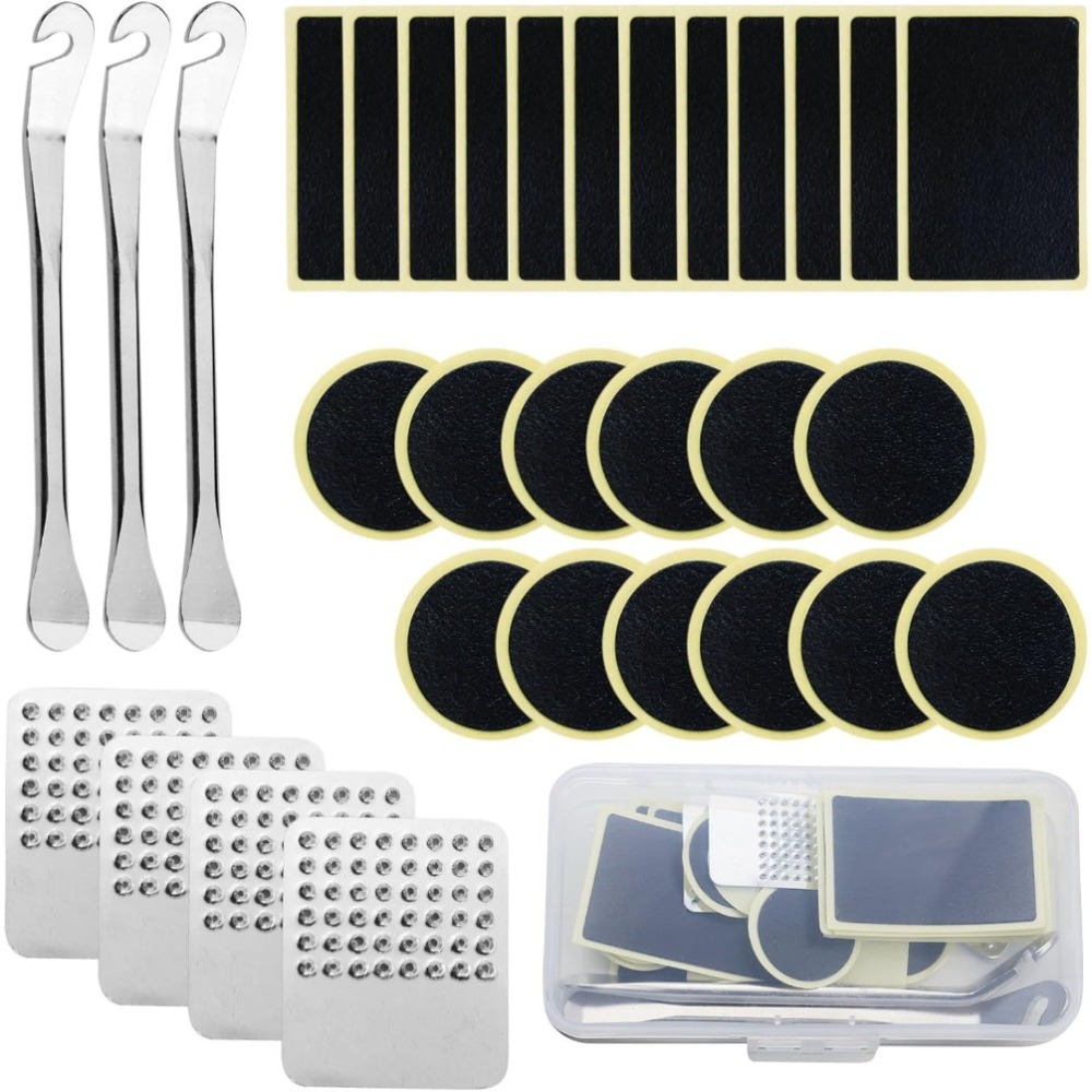 E-shop klebstofffreies, selbstklebendes Fahrradreifen-Pannenreparatur-Set mit Metallraupe Reifenhebern für MTB Rennrad