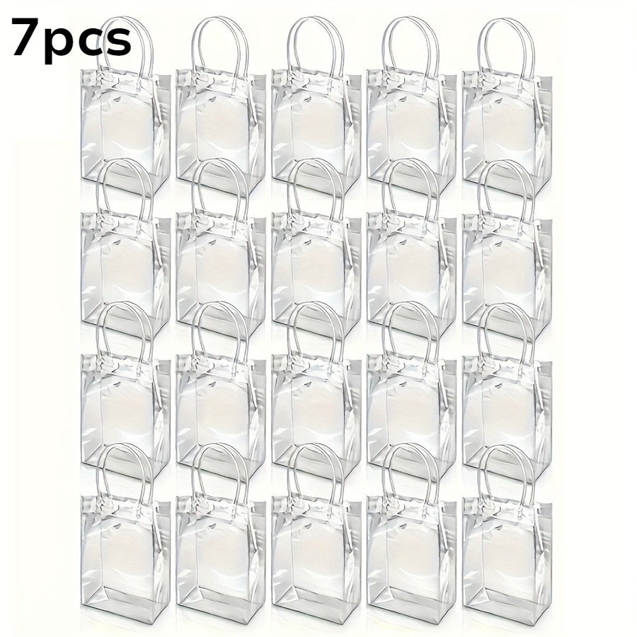 TEMU Gift For Her/him 5/7pcs Random Color Transparent Tote Bag, Reusable, Clear, Compact, Suitable For Holiday Parties, Halloween, Christmas,