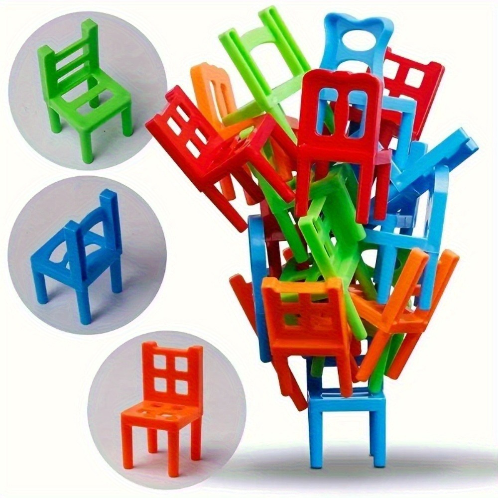 48pcs Mini Plastic Folding Chair Game for Balance Training