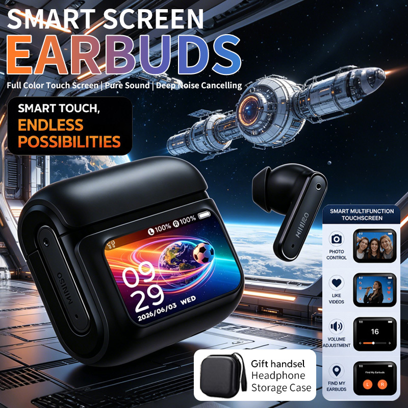 Image of Miniso Ms128 Ai Smart Screen Earbuds: Touchscreen, Adaptive Anc & Dual Noise Reduction , Full . 24h Battery, Upgraded Wireless 6.0 Chip, Stable As Wired. Sleep-safe, For Running, Work, Entertainment