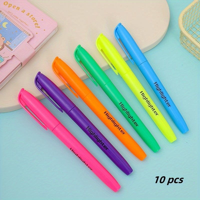 10 Colored Highlighters With A Soft Conical Tip, Non-toxic And, Suitable For Office, School, And Home—an Ideal Study Supply And Back-to-school Essential