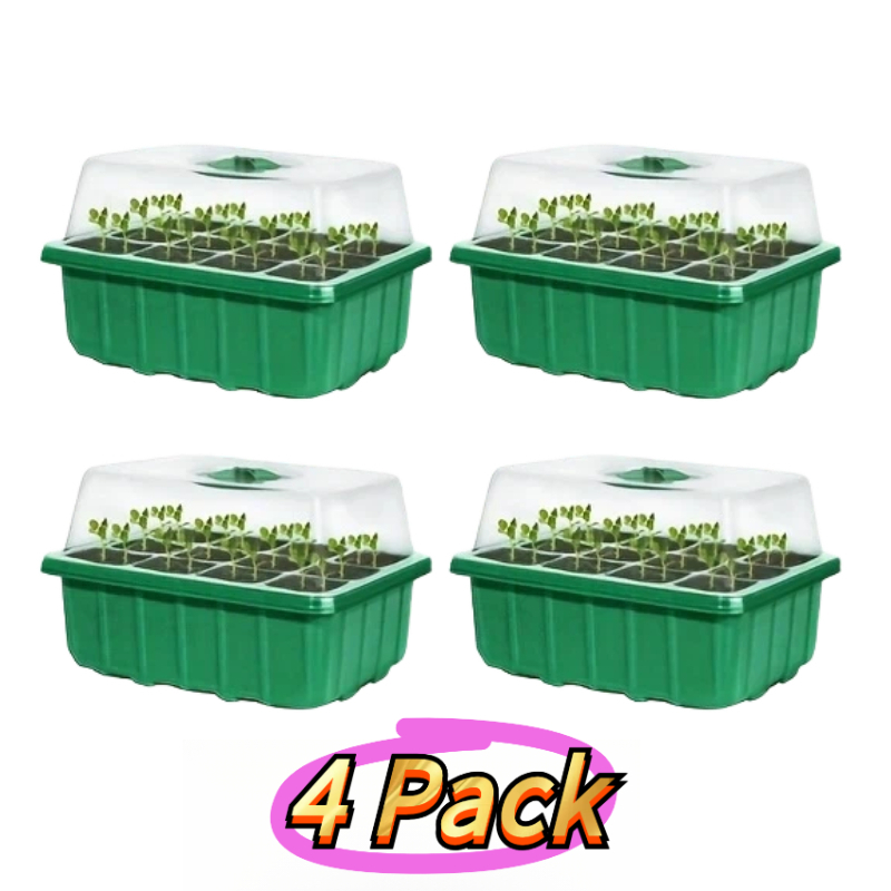 TEMU 4 pezzi Vassoi per con Cupola e Base - 12 � 4 pezzi, Umidit� Regolabile, Kit di Coltivazione di Piante in Plastica , per e Giardino, Uso