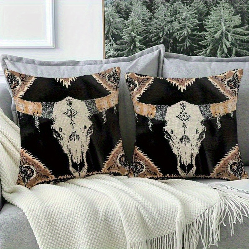 Set Of 2 Head Cushion Covers, Size 18x18 Inches, Suitable For Head Western Decor.