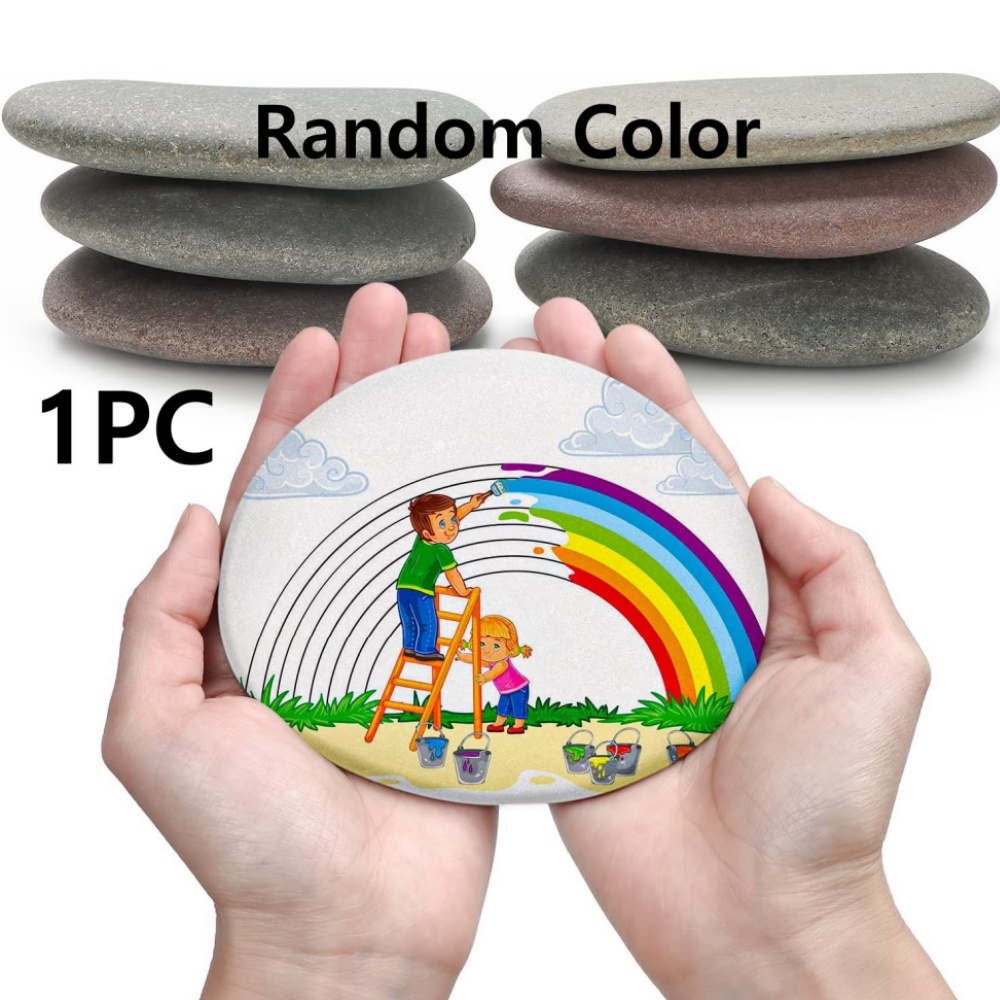 TEMU Large Flat Painting Stone, Random Color, Used For For Crafts, Decorative Natural Stone, Smooth Large Pebbles, Used For Crafts, Painting