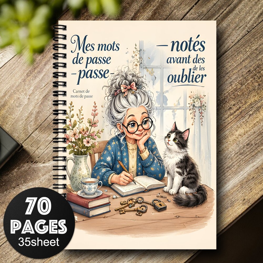 TEMU 1pc Cahier de de passe français , motif de et de chat, journal de de passe français, pour enregistrer les de sites Internet et les détails de ,