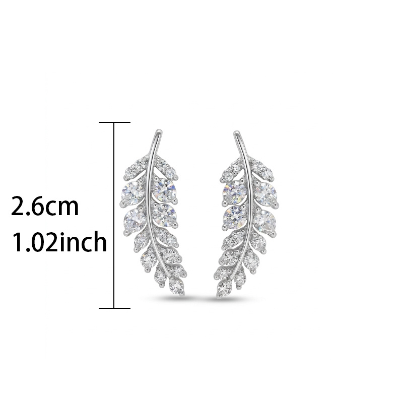 Women's Exquisite Leaf Design Stud Earrings with Zirconia