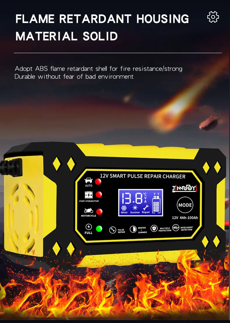 chargeur de batterie intelligent 12v 6a avec réparation par et affichage numérique - multimodes, multiprotection pour batteries au plomb dans , motos & suvs (prise eu), batterie rechargeable détails 7