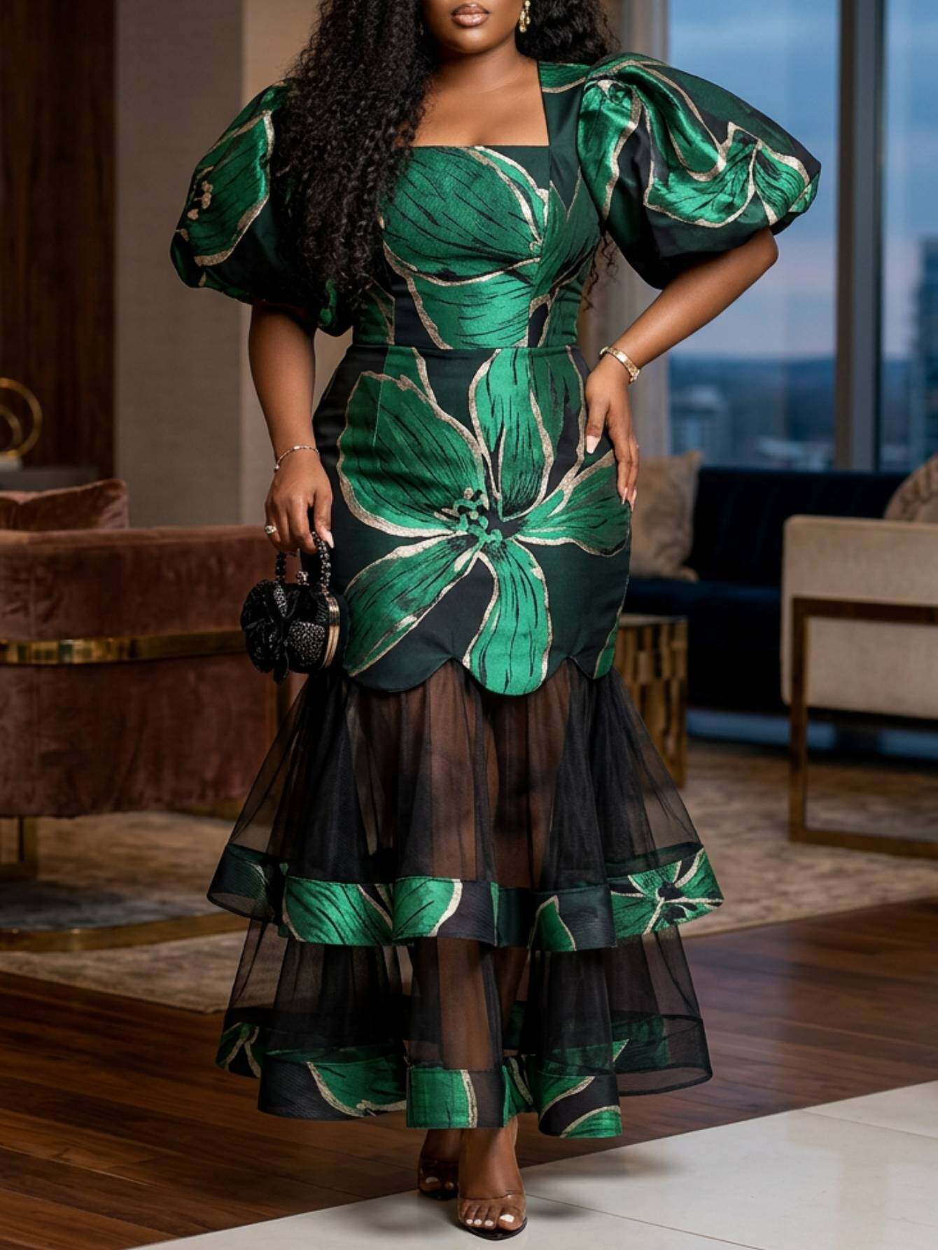 latest nigerian fashion dresses The Goddess Curve Dress in Black – Monique's Couture Fashions main image 0