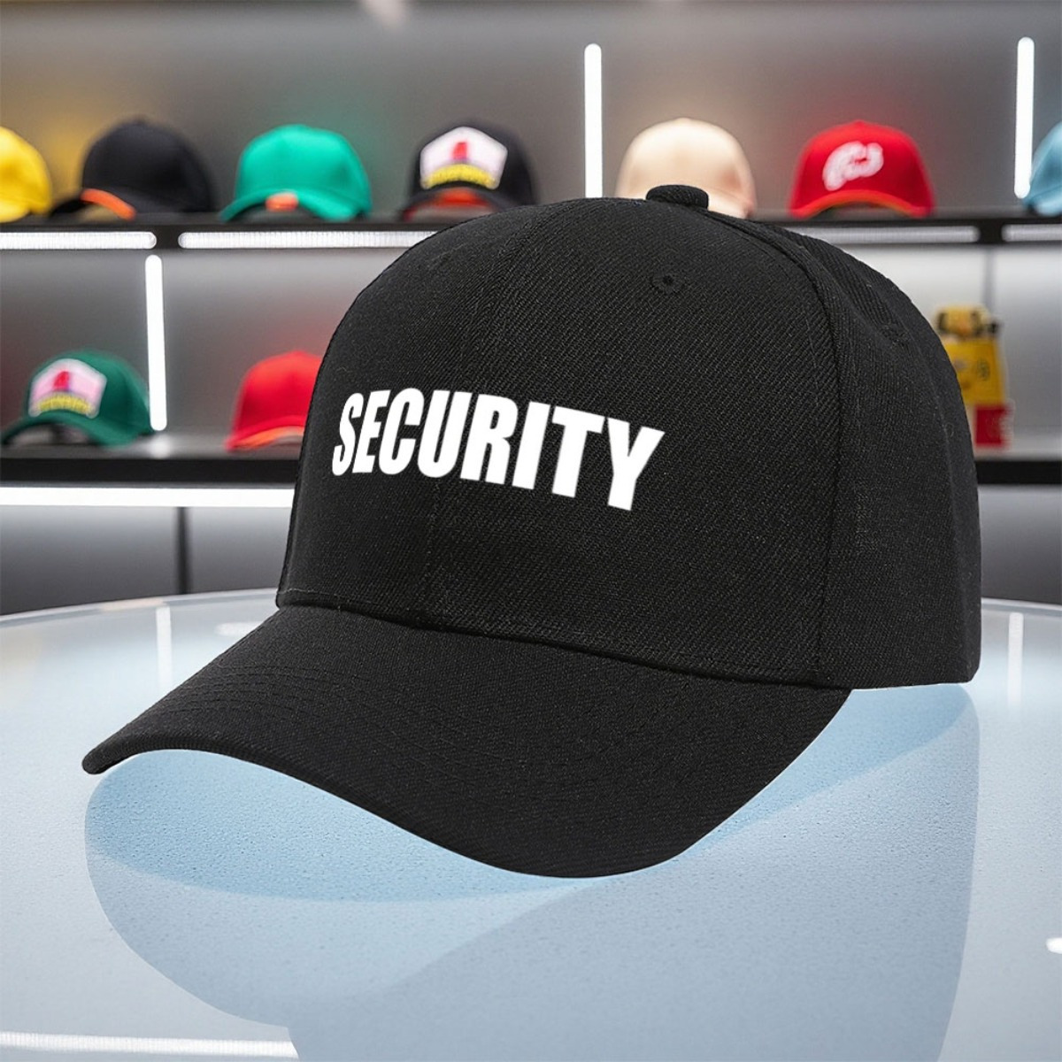 TEMU 1pc Security Print Baseball Cap Hat - Security Text, Lightweight Polyester For Security Guards, Construction, Events - Machine Washable Hat In