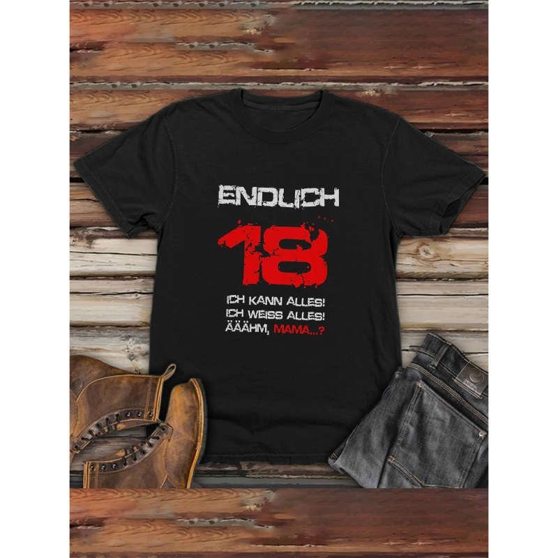 

Men's 18th Birthday Slogan T-shirt, Casual Crew Neck Short Sleeve Tee, 100% Polyester Knit Fabric, Summer Top, , Medium Stretch, Regular Length - 150gsm