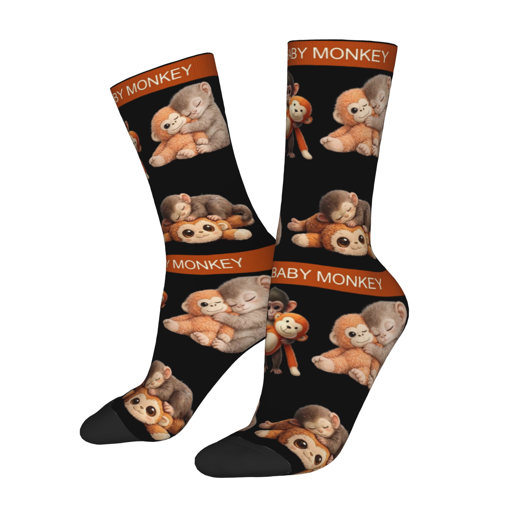 TEMU 1 Paire de Chaussettes Amusantes et Folles pour Hommes, à Coudre, Singe , Hip Hop Vintage, Motif Imprimé de Qualité , Chaussette de Compression