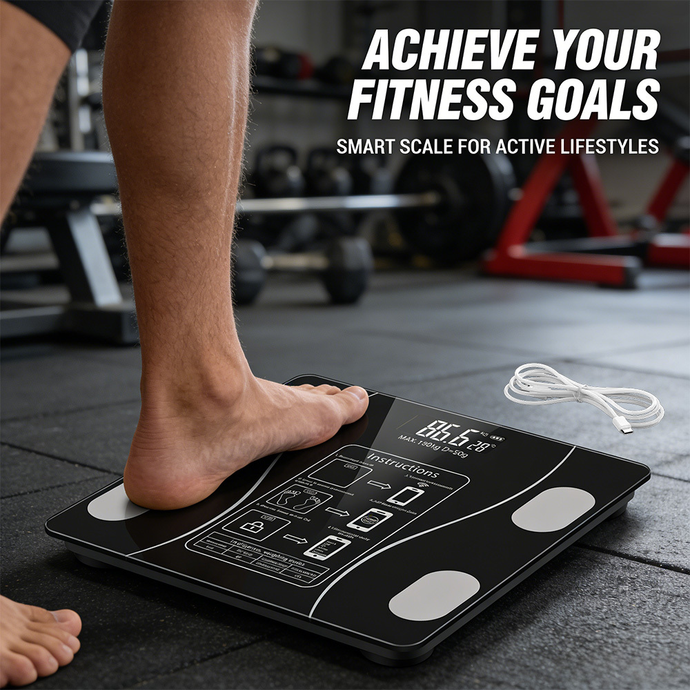 Image of Rovnoes Weight Scale, Home Precision Weight Scale, Usb Charging, Large Screen Display, Suitable For Adult, Elderly, Fitness Users Durable Weight Scale