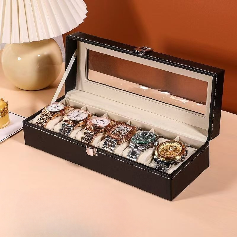 TEMU Men's Watch Case, 6-slot Watch Display Case, 10-slot Watch Display Case, Transparent Watch Display Case, Tough Material, Dust And Moisture Proof