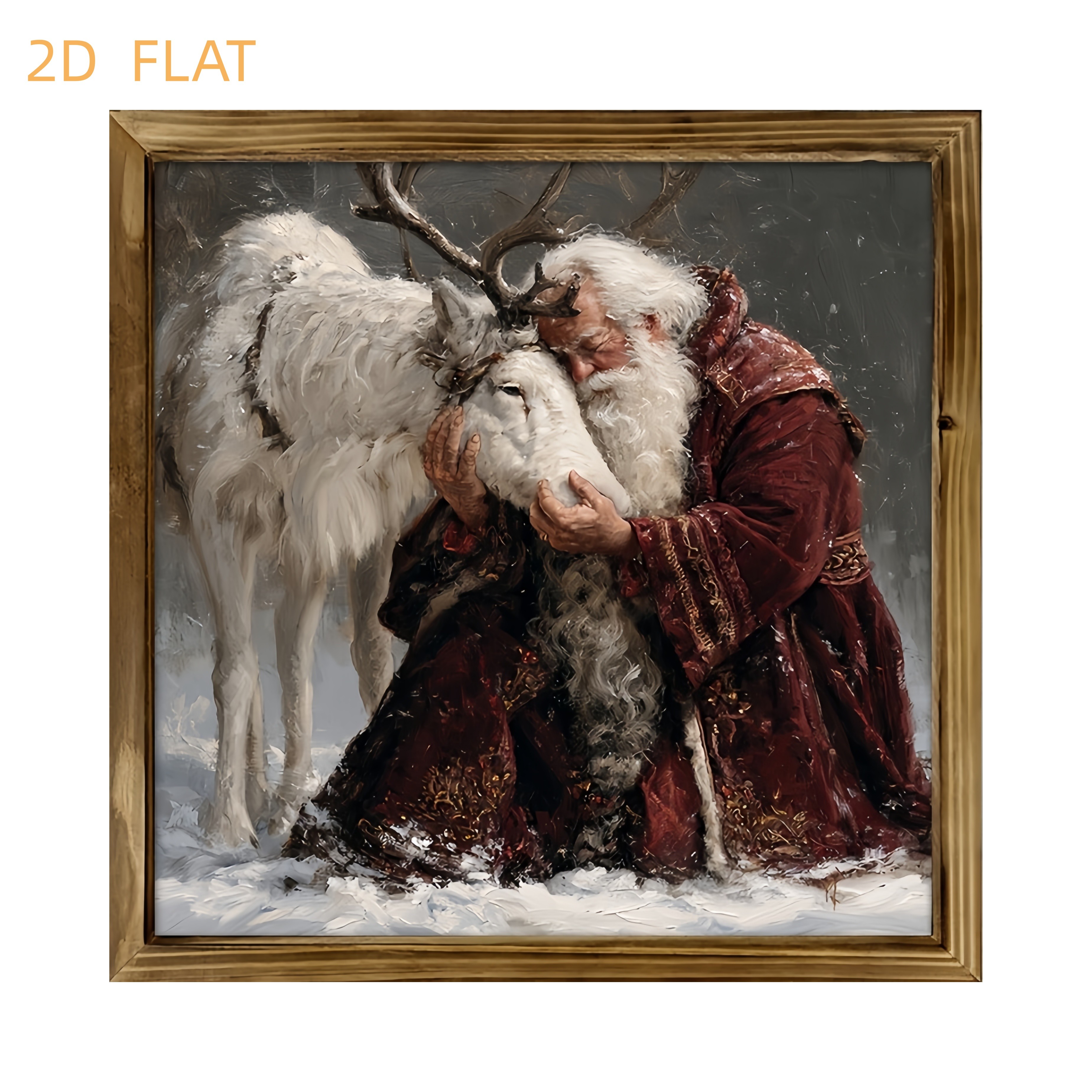 TEMU 2d Flat - Decorative Sign And Plague, 2d Flat Wooden Decorative Board, 1pc, Retro Wooden Wall Art - Classic Kneeling Santa Claus And , Suitable