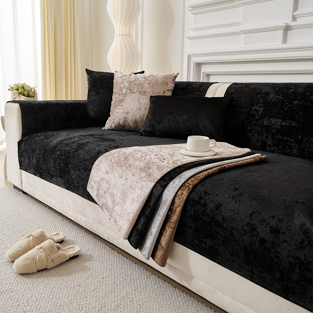 Image of Single Piece Sofa Cover Slip-resistant And Suitable For Pets, Ideal For Use, Modern Home Aesthetics, Accommodates Sofas To 4 Seats, Machine Washable, Perfect For Holiday Decor And Christmas Presents