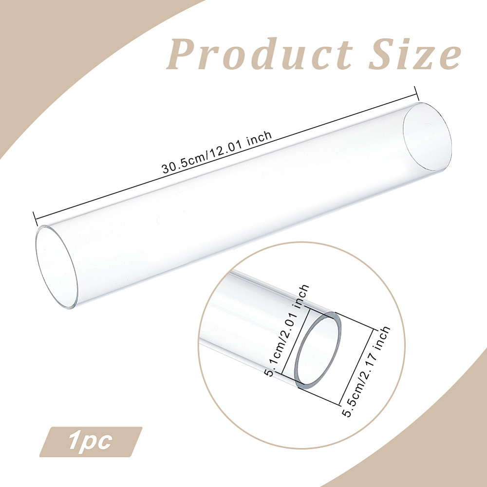 Image of Clear Acrylic Pipe Tube For Lamps & Lanterns - Rigid Round Design, 12x2.17 Inches With 2" Inner Diameter - Holiday Decorations, Christmas, Thanksgiving, New Year's Gifts