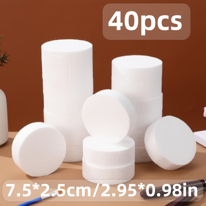 TEMU 40pcs 3 Inch , 7.5cm 2.5cm Thick White High Density Foam Discs, Easy To Carve Paint Glue, For Diy Anime Models Party Wedding Decor Candy
