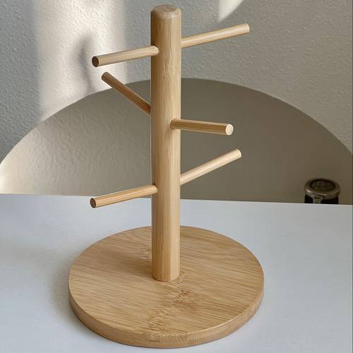 1 set of wooden cup holder keychain organizer rack in large small sizes features six claw multi directional hanging design functions as a cup holder for mugs and water glasses suitable for room or as a desktop