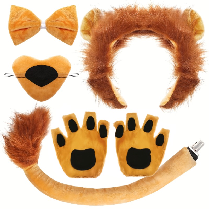 TEMU Kit de Cosplay de Felpa, con Orejas y Pelo, , Nariz, Pajarita y Guantes de , para Disfraces de Halloween para Adultos, Carnaval, Fiestas