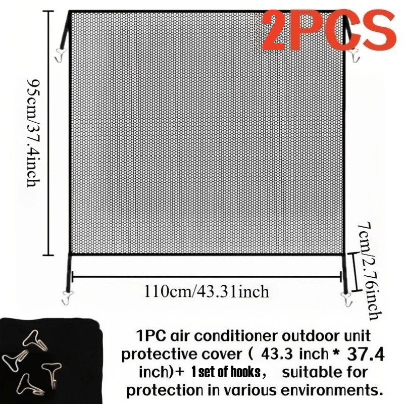 TEMU 2pcs Set Large Size Outdoor Central Air Conditioner Cover, 1 Air Conditioner Cover + 1 Set Of Hooks, Large Mesh Ac Unit Cover For Outdoors -