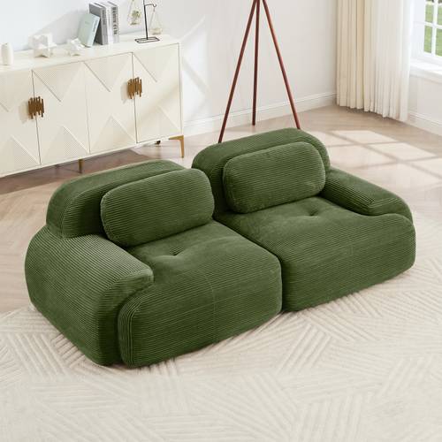 82 loveseat luxury corduroy fabric modular for free combo curved armrests anti slip design high sponge fits living rooms bedrooms room olive green
