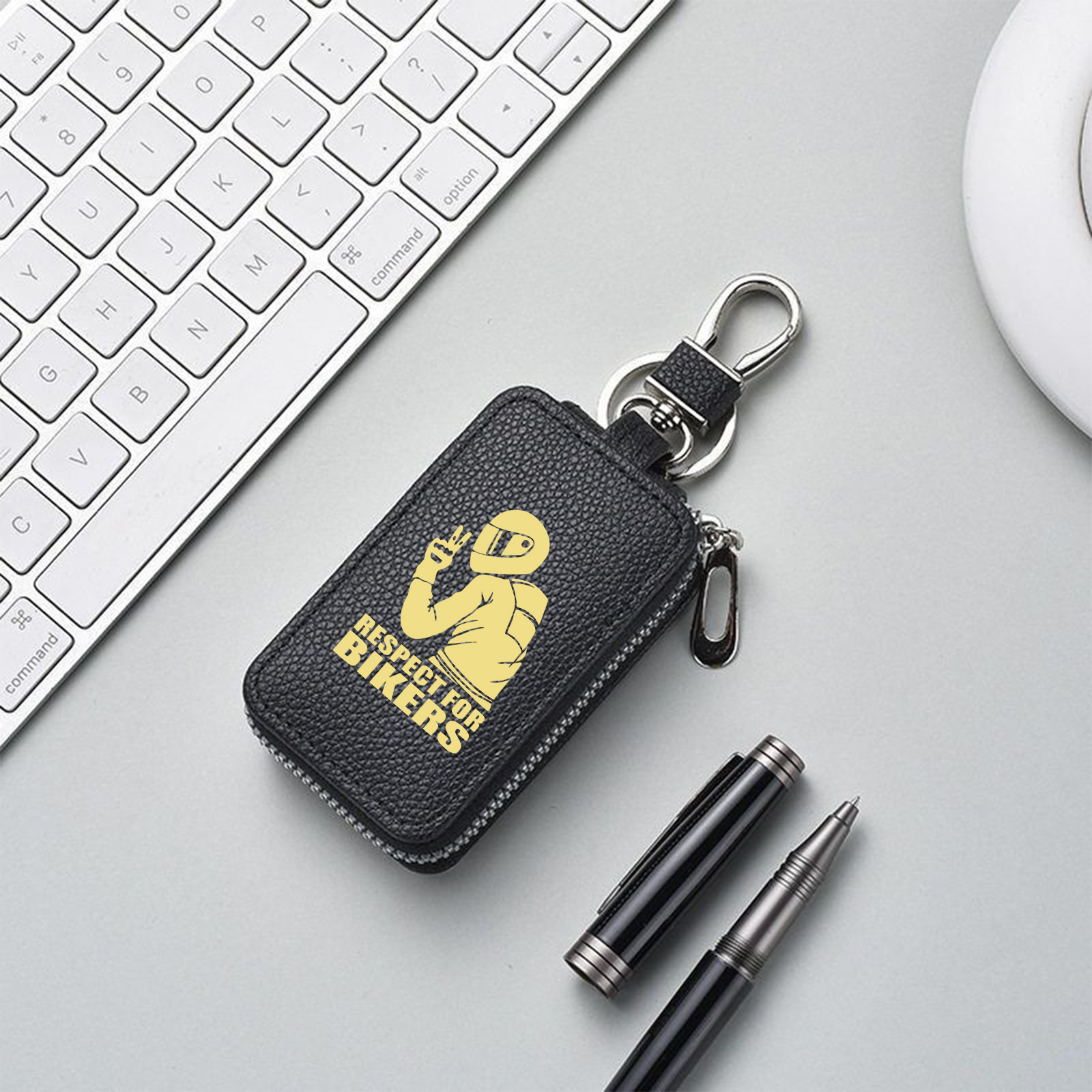 TEMU Porte-clés à motif « Respectez les », étui pour clés de voiture de style professionnel, porte-monnaie, élégant et stylé, portable pour les ,