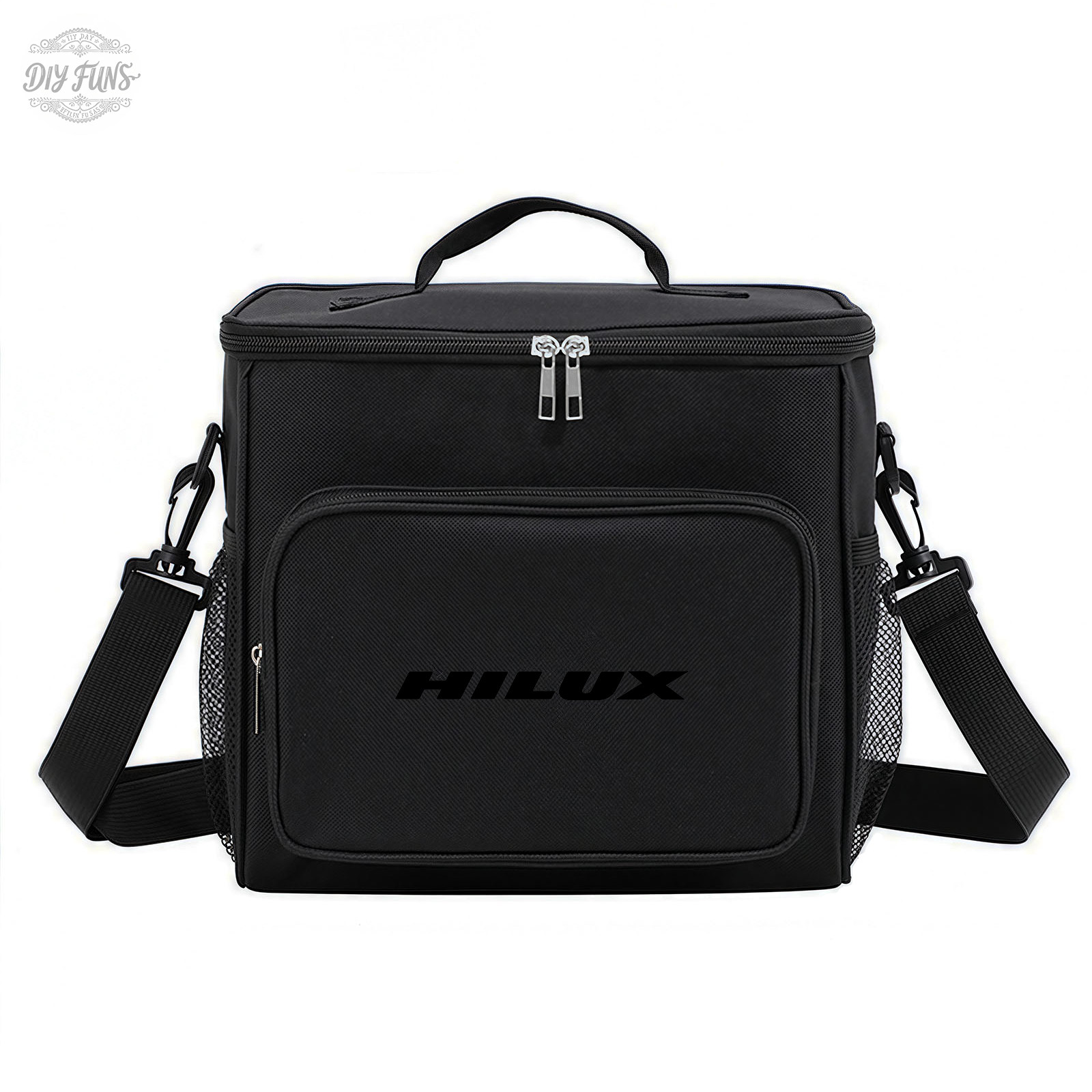 TEMU 1pc Hilux Insulated Cooler Bag For Outdoor Picnics Beach Trips Camping, Foldable Thermal Lunch Tote With Side Mesh Pockets, Thick Oxford Fabric