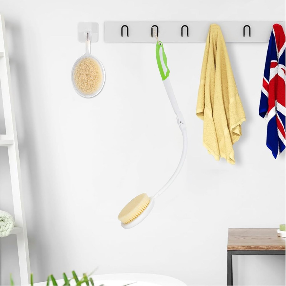 flexible long handle back brush shower scrubber for   cream application foldable bath brush for elderly men women unscented no battery required Product details 3